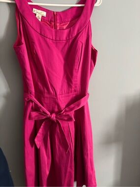 Kim Rogers Hot Pink Sleeveless Tie-Waist Midi Dress